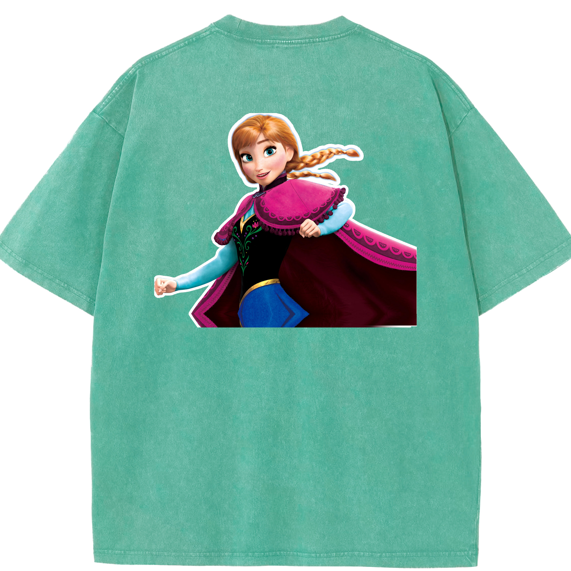 （画像用） アナと雪の女王 アンナ エルサ Frozen Anna Elsa 綿100% ヴィンテージ風 半袖Tシャツ（背面プリント）